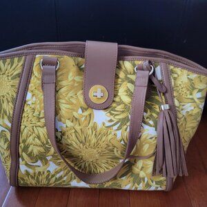 Isaac Mizrahi Printed Canvas and Glove Leather Tote